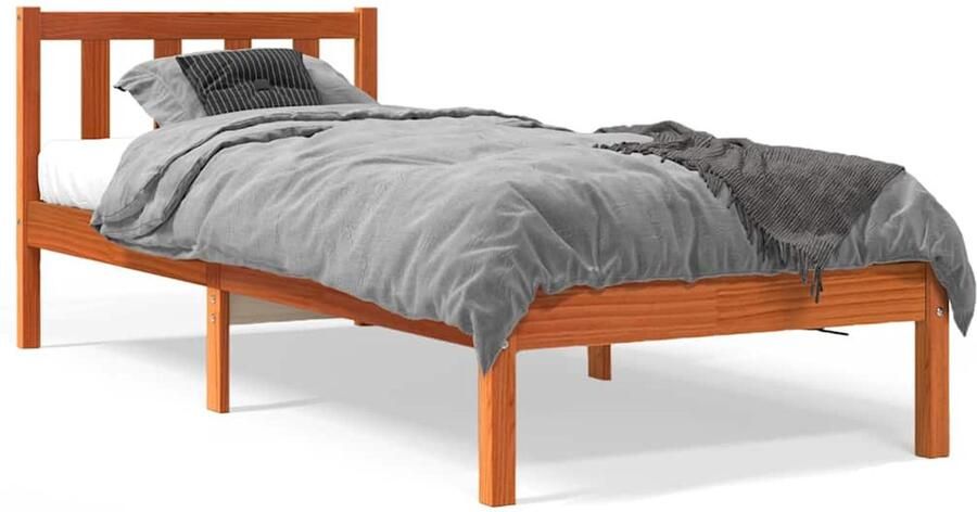 VidaXL Bedframe zonder matras massief grenenhout wasbruin 90x200 cm - Foto 3