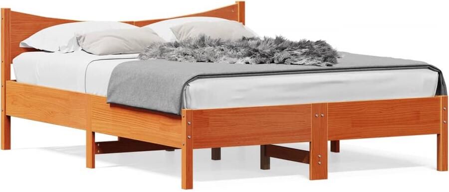 VidaXL Bed met matras massief grenenhout wasbruin 140x190 cm - Foto 3