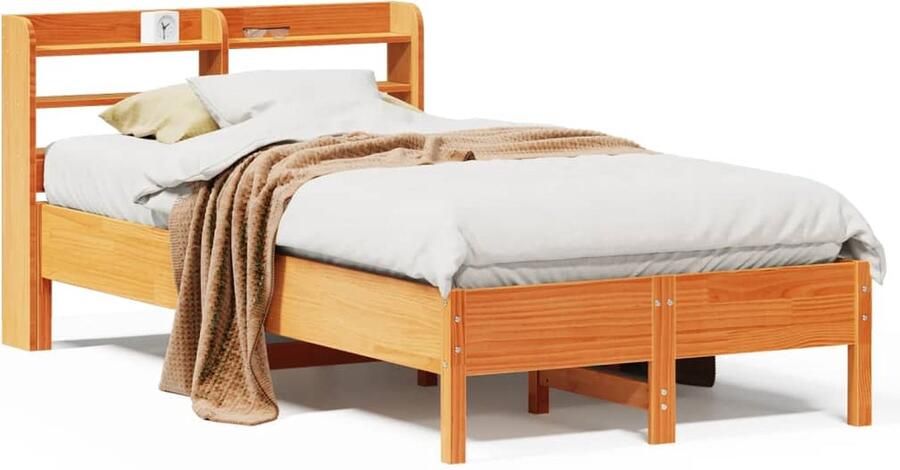 VidaXL -Bedframe-met-hoofdbord-massief-grenenhout-wasbruin-100x200-cm - Foto 4