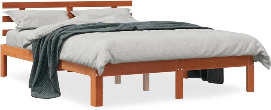 VidaXL Bedframe zonder matras massief grenenhout wasbruin 140x200 cm - Foto 3