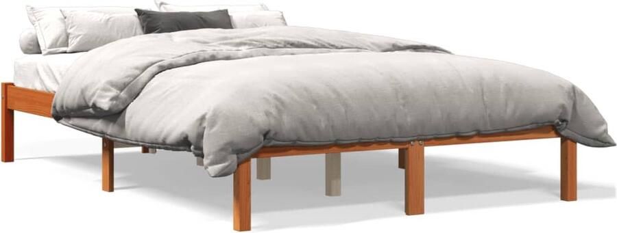VidaXL Bed met matras massief grenenhout wasbruin 140x190 cm - Foto 2