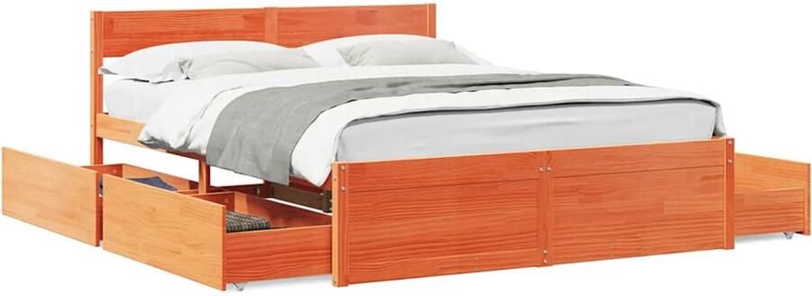 VidaXL Bedframe zonder matras massief grenenhout wasbruin 140x200 cm - Foto 2