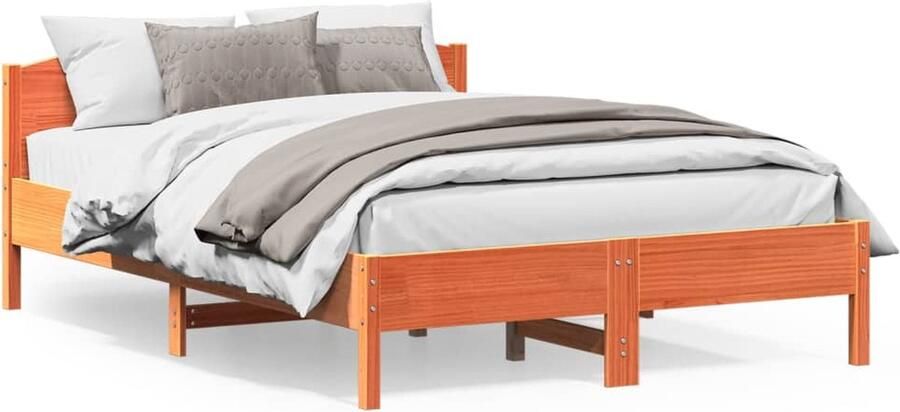 VidaXL -Bedframe-met-hoofdbord-massief-grenenhout-wasbruin-160x200-cm - Foto 3