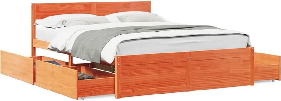 VidaXL Bedframe zonder matras massief grenenhout wasbruin 140x200 cm