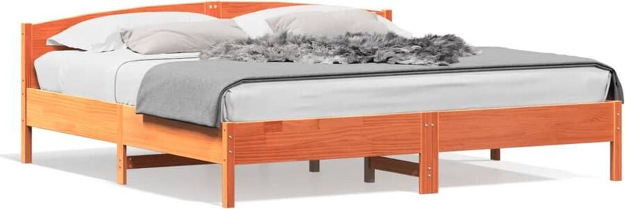 VidaXL -Bedframe-met-hoofdbord-massief-grenenhout-wasbruin-180x200-cm - Foto 5