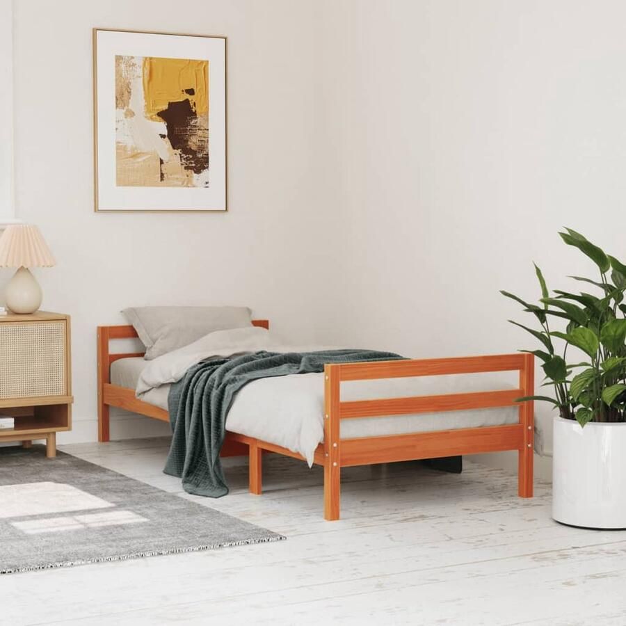 VidaXL Bedframe zonder matras massief grenenhout wasbruin 80x200 cm - Foto 2