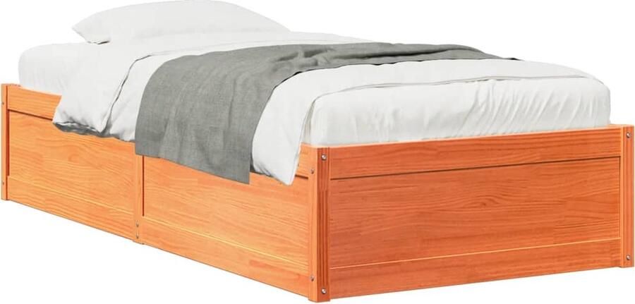 VidaXL Bedframe zonder matras massief grenenhout wasbruin 90x190 cm