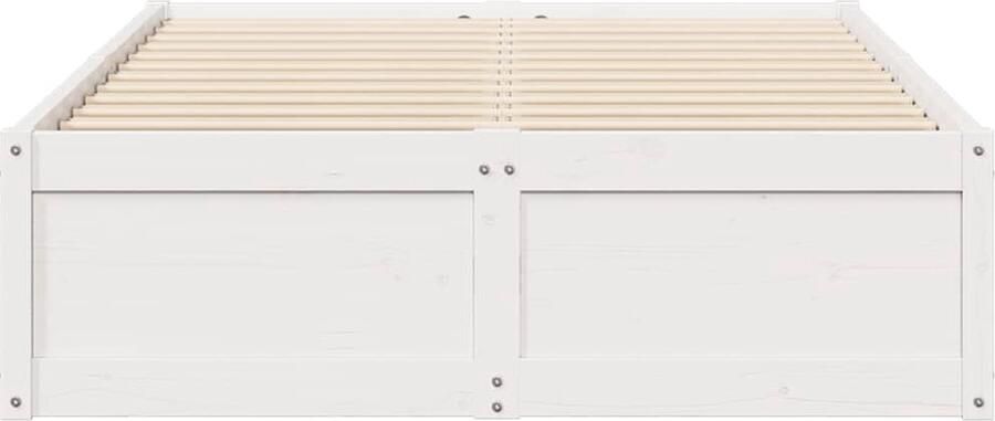 VidaXL Bedframe zonder matras massief grenenhout wit 135x190 cm - Foto 2