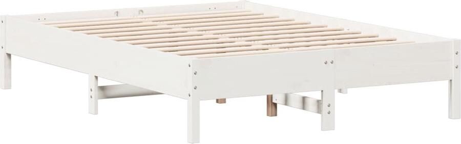 VidaXL Bedframe zonder matras massief grenenhout wit 135x190 cm