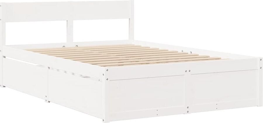 VidaXL Bedframe zonder matras massief grenenhout wit 140x190 cm