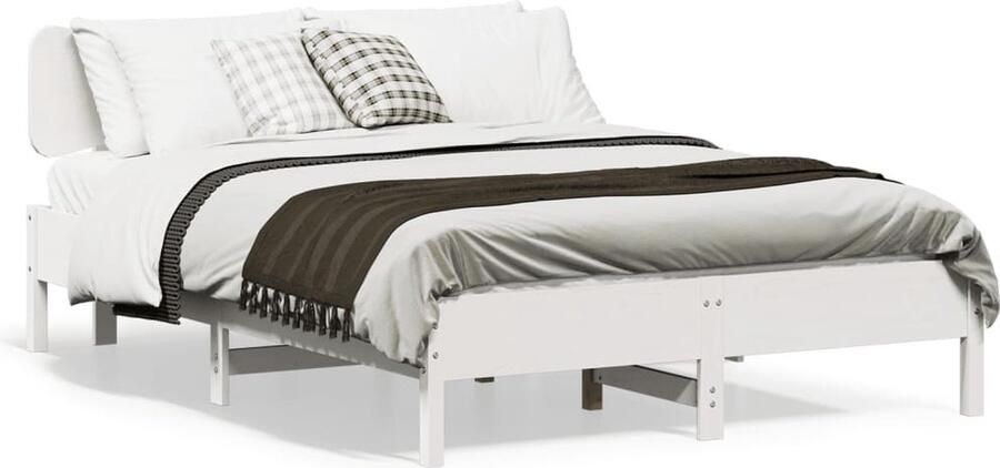 Vida XL Bedframe met hoofdbord massief grenenhout wit 140x200 cm SKU: V3216382 - Foto 12