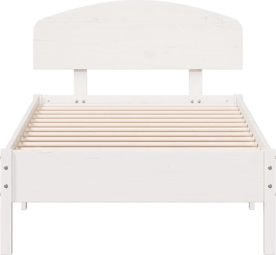 VidaXL -Bedframe-met-hoofdeinde-100x200-cm-massief-grenenhout-wit