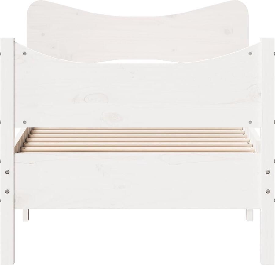 VidaXL -Bedframe-met-hoofdeinde-100x200-cm-massief-grenenhout-wit - Foto 2
