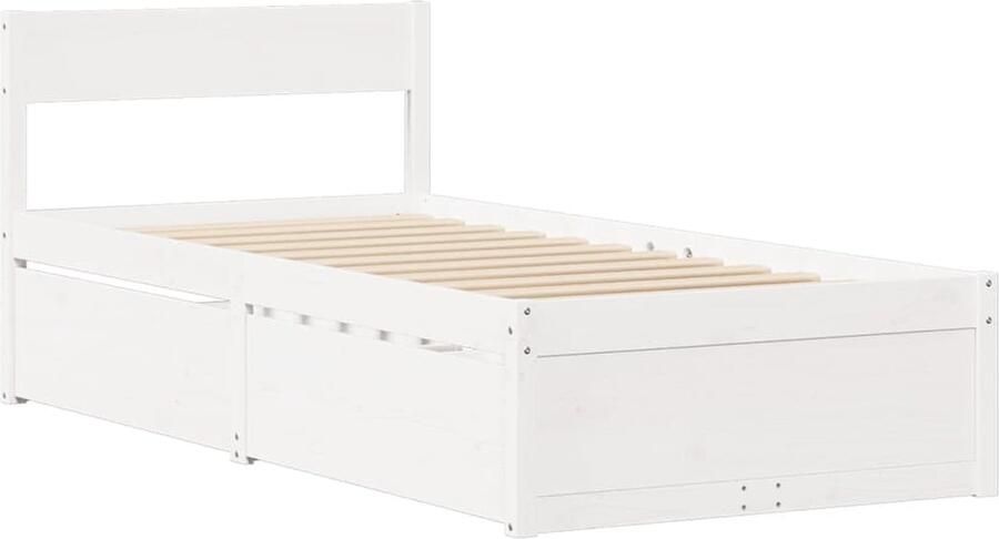 VidaXL Bedframe zonder matras massief grenenhout wit 140x200 cm