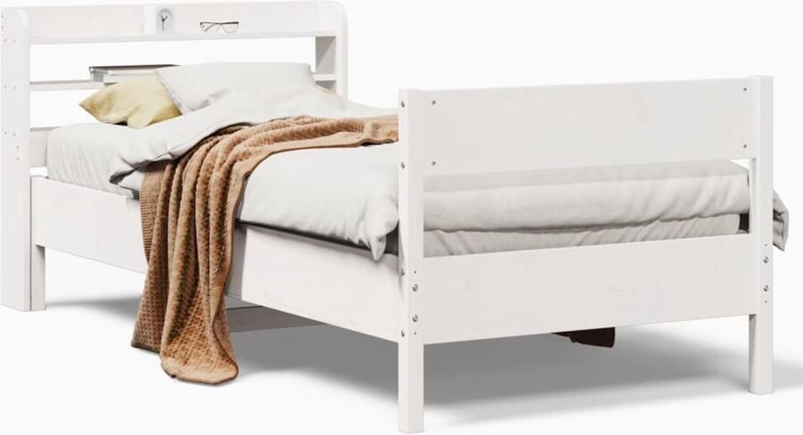 Vida XL Bedframe met hoofdbord massief grenenhout wit 140x200 cm SKU: V3216382 - Foto 4