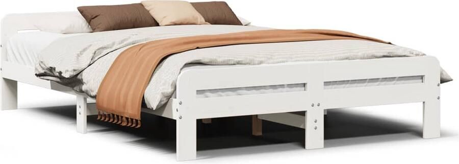 Vida XL Bedframe met hoofdbord massief grenenhout wit 140x200 cm SKU: V3216382 - Foto 12