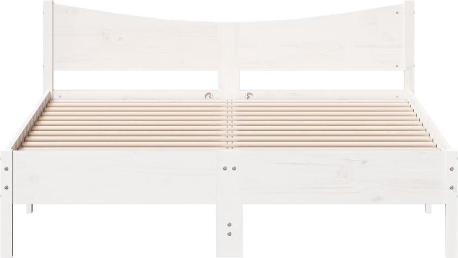 VidaXL -Bedframe-met-hoofdbord-massief-grenenhout-wit-160x200-cm - Foto 2