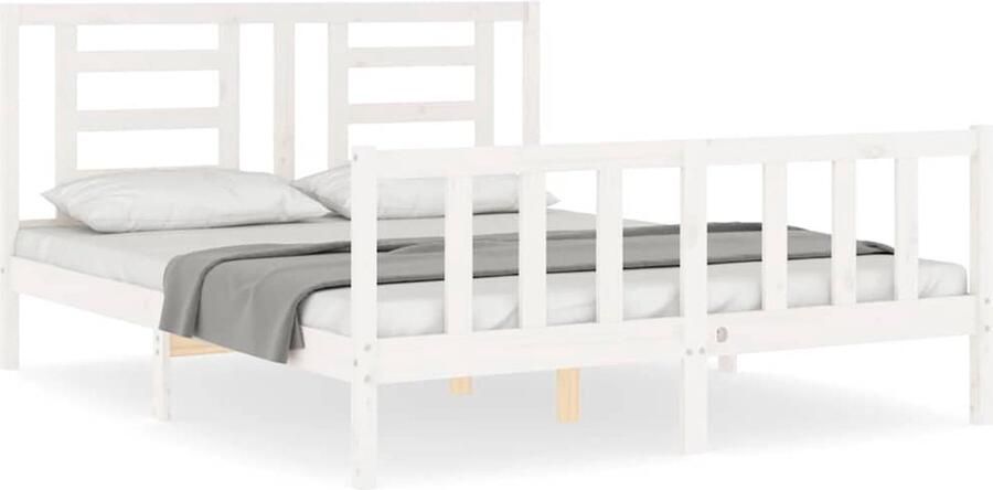 VidaXL Bedframe Grenenhout Wit 160x200 cm Massief Grenenhouten Bed Frame Wit Bed Frame Bed Frame 160x200 Boxspring Bed Frame Tweepersoons Bed Frame Slaapcomfort - Foto 3