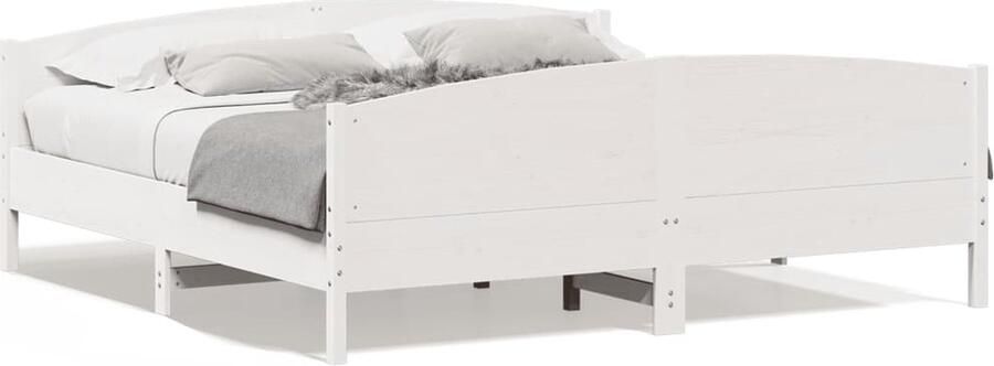 Vida XL Bedframe met hoofdbord massief grenenhout wit 180x200 cm SKU: 3216165 - Foto 2