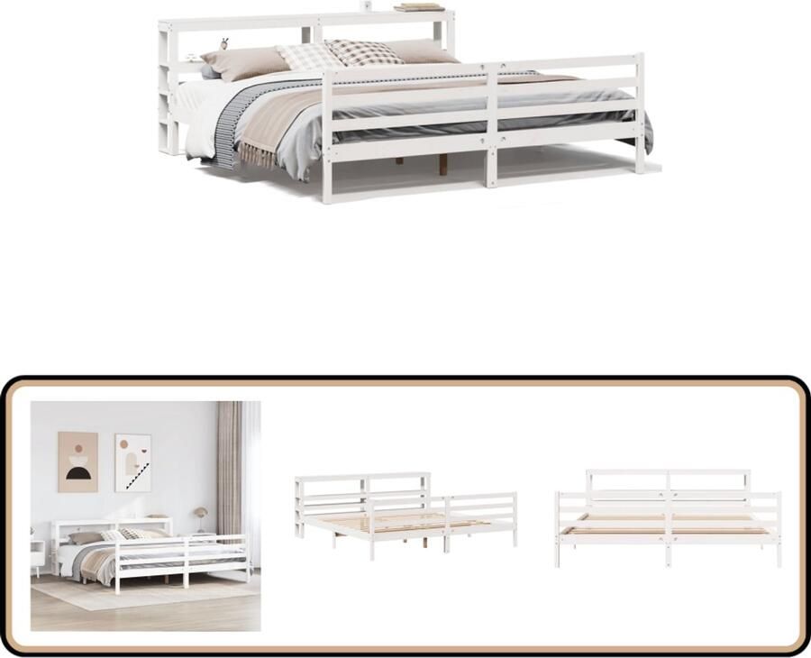 VidaXL Bedframe zonder matras massief grenenhout wit 180x200 cm