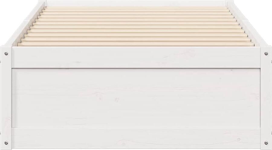 VidaXL Bedframe zonder matras massief grenenhout wit 75x190 cm