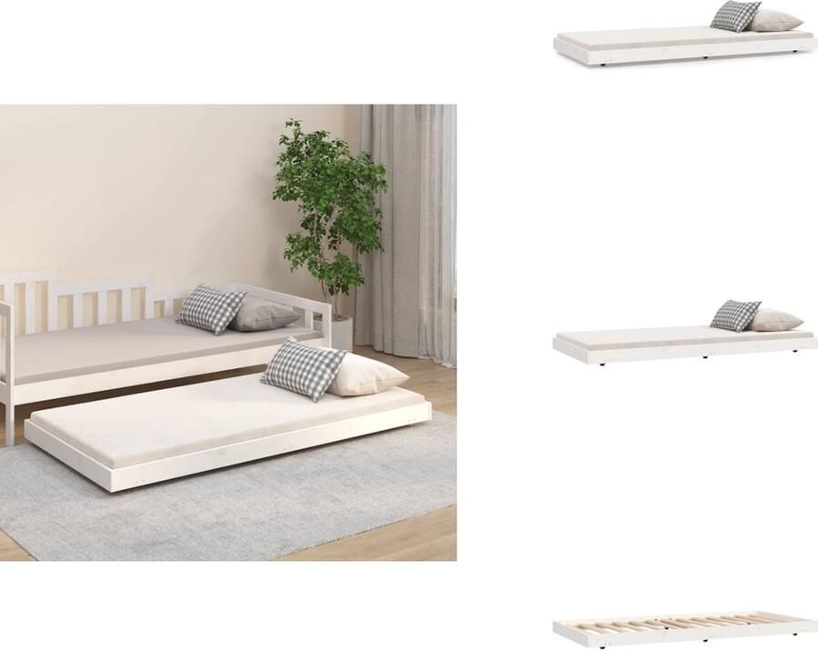 VidaXL Bedframe Bedframes Eenpersoonsbed Bed Bedframe zonder matras massief grenenhout wit 75x190 cm