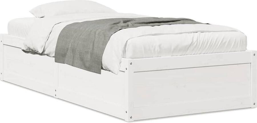 VidaXL Bedframe zonder matras massief grenenhout wit 75x190 cm - Foto 3