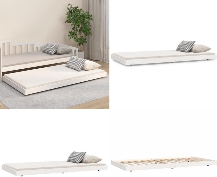 VidaXL Bedframe zonder matras massief grenenhout wit 80x200 cm Bedframe Bedframes Eenpersoonsbed Bed