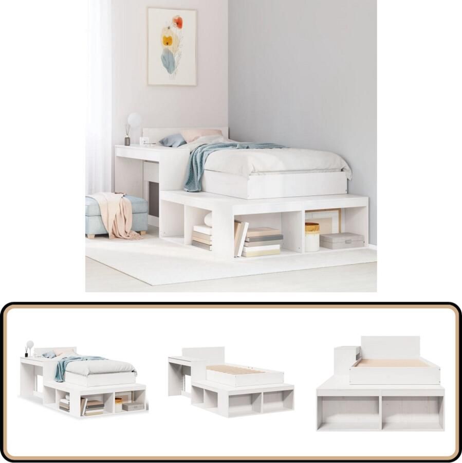 VidaXL Bedframe zonder matras massief grenenhout wit 80x200 cm