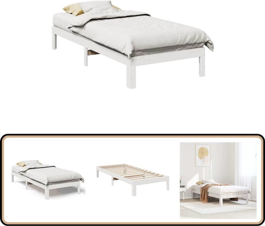 VidaXL Bedframe zonder matras massief grenenhout wit 80x200 cm