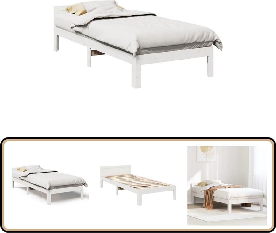 VidaXL Bedframe zonder matras massief grenenhout wit 80x200 cm