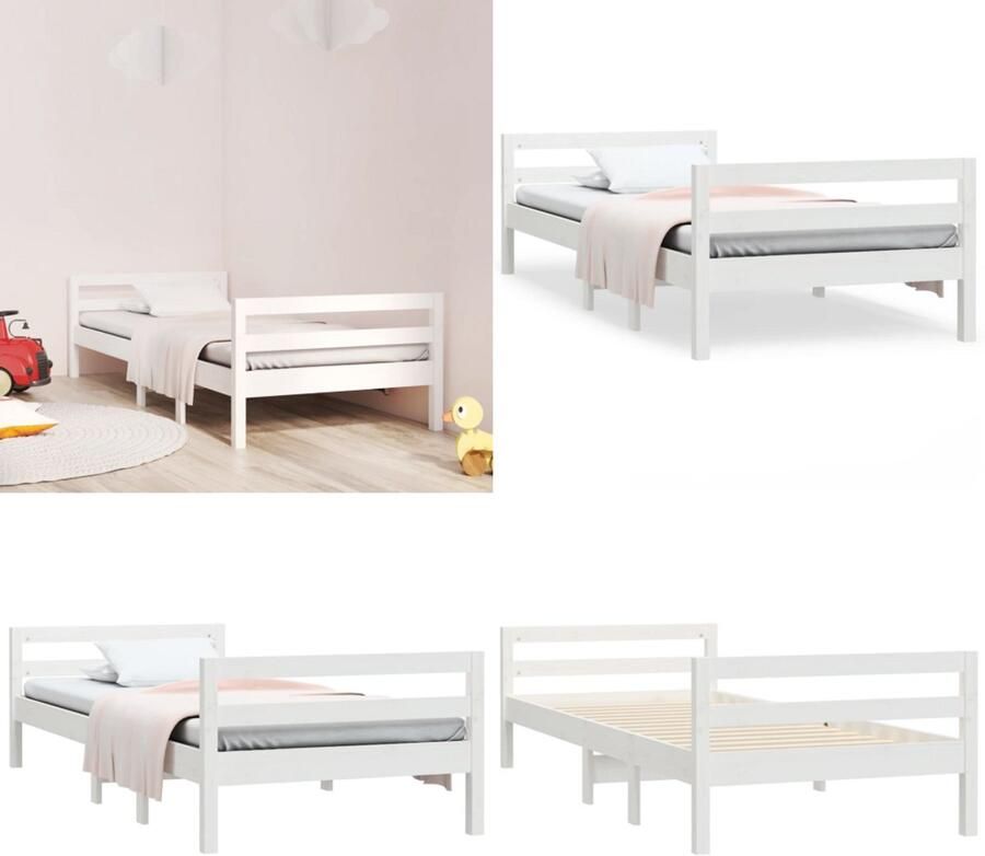 VidaXL Bedframe zonder matras massief grenenhout wit 90x190 cm Bedframe Eenpersoonsbed Bed