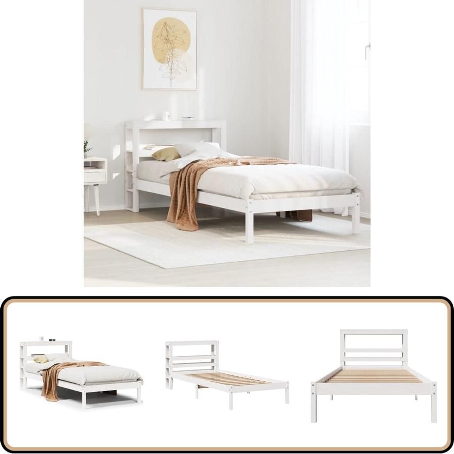 VidaXL Bedframe zonder matras massief grenenhout wit 90x190 cm