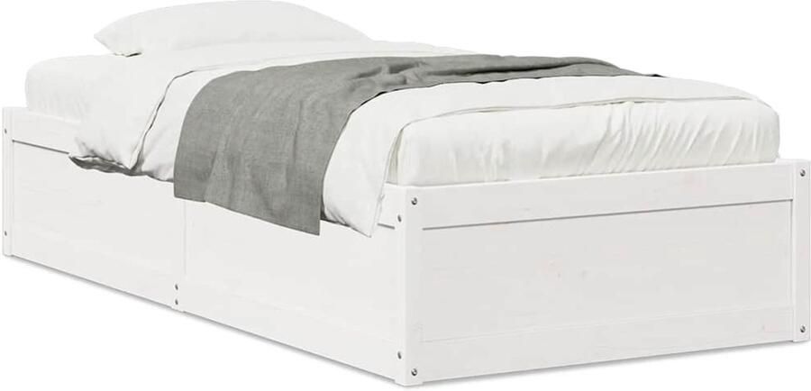 VidaXL Bedframe zonder matras massief grenenhout wit 90x190 cm - Foto 2