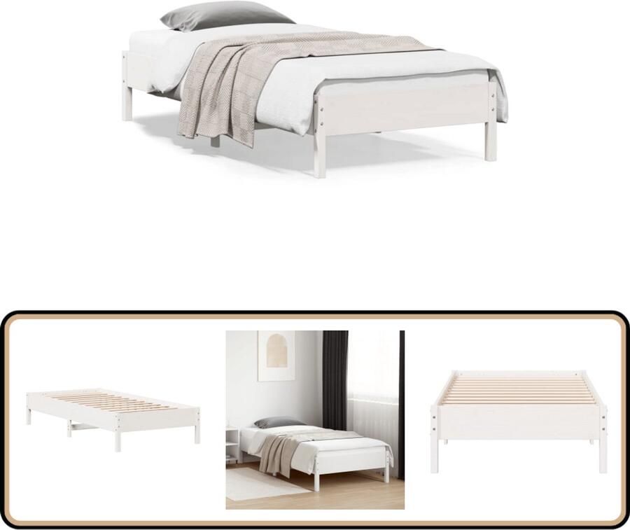 VidaXL Bedframe zonder matras massief grenenhout wit 90x200 cm