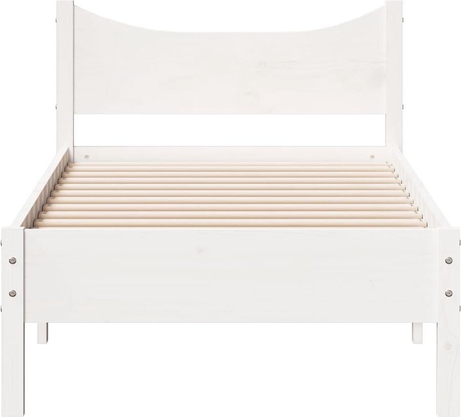 VidaXL Bedframe zonder matras massief grenenhout wit 90x200 cm - Foto 2
