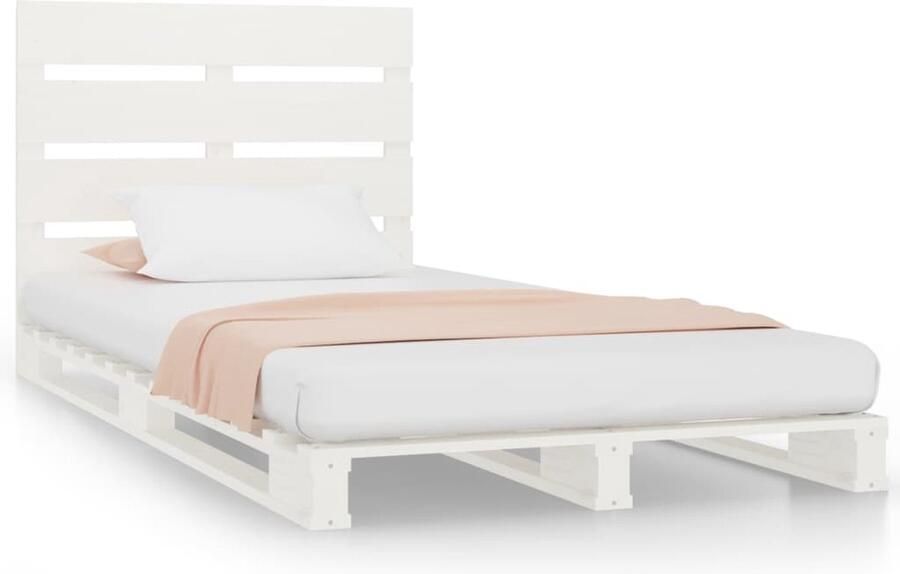 VidaXL Bedframe Massief Grenenhout Wit 90x200 cm Klassieke Bed Hout Bed Grenenhouten Bed Enkelbed Witte Bed Massief Bed Stapelbare Bed Eenvoudig Te Monteren Bed Frame Tweepersoons Bed Kingsize Bed - Foto 2