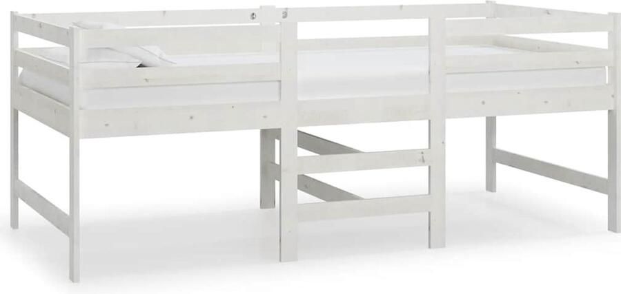 VidaXL Bedframe Grenenhout Wit 90x200 cm Halfhoogslaper Kinderkamer Jongenskamer Meisjeskamer Slaapkamers Grenenhouten Bed Witte Bed Compact Bed Stapelbare Bedden - Foto 2