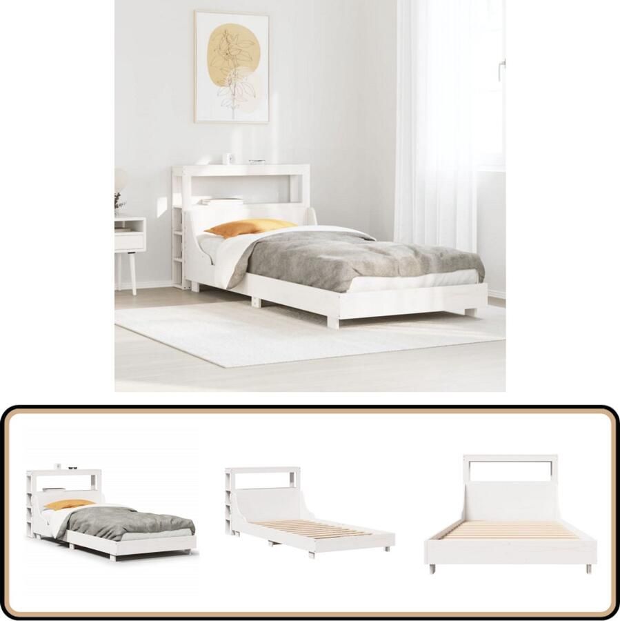 VidaXL Bedframe zonder matras massief grenenhout wit 90x200 cm
