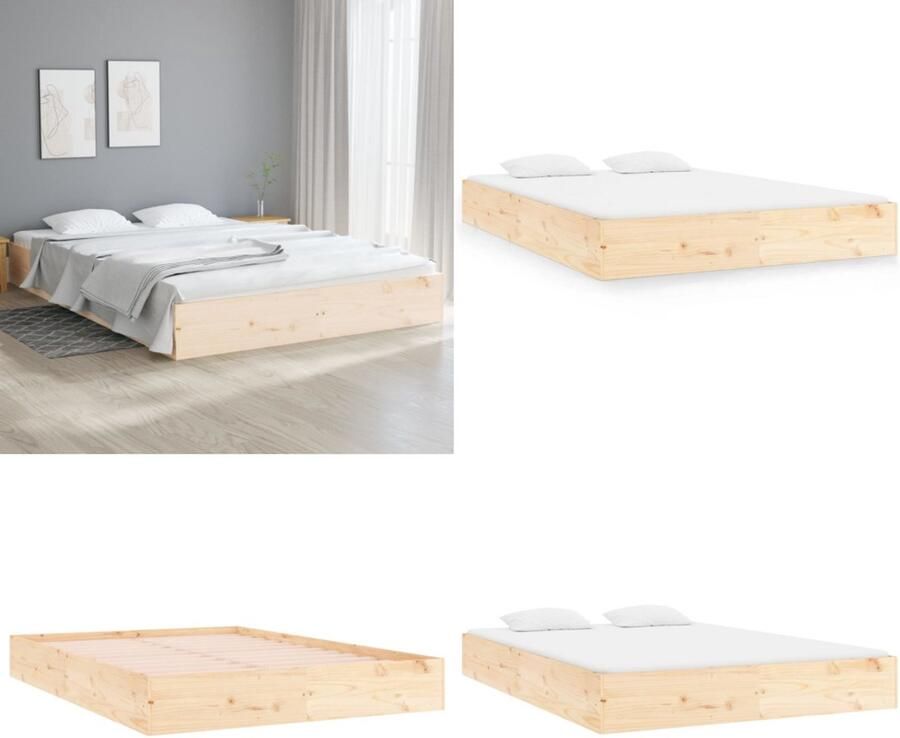 VidaXL Bedframe zonder matras massief hout 120x200 cm Bedframe Bedframes Bed Bedbodem - Foto 4