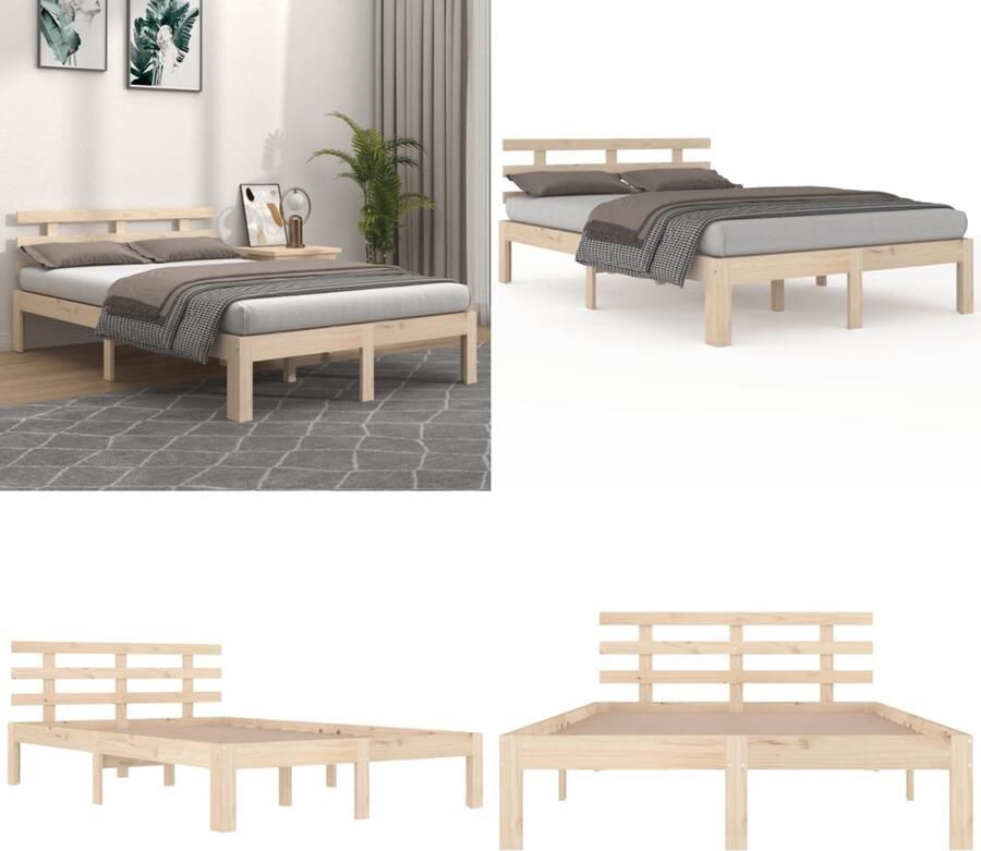 VidaXL Bedframe zonder matras massief hout 120x200 cm Bedframe Bedframes Bed Bedbodem