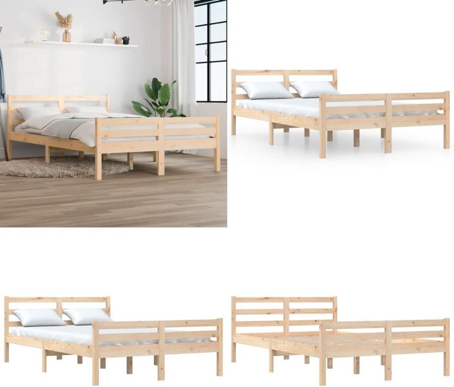 VidaXL Bedframe zonder matras massief hout 120x200 cm Bedframe Bedframes Bed Bedbodem - Foto 3