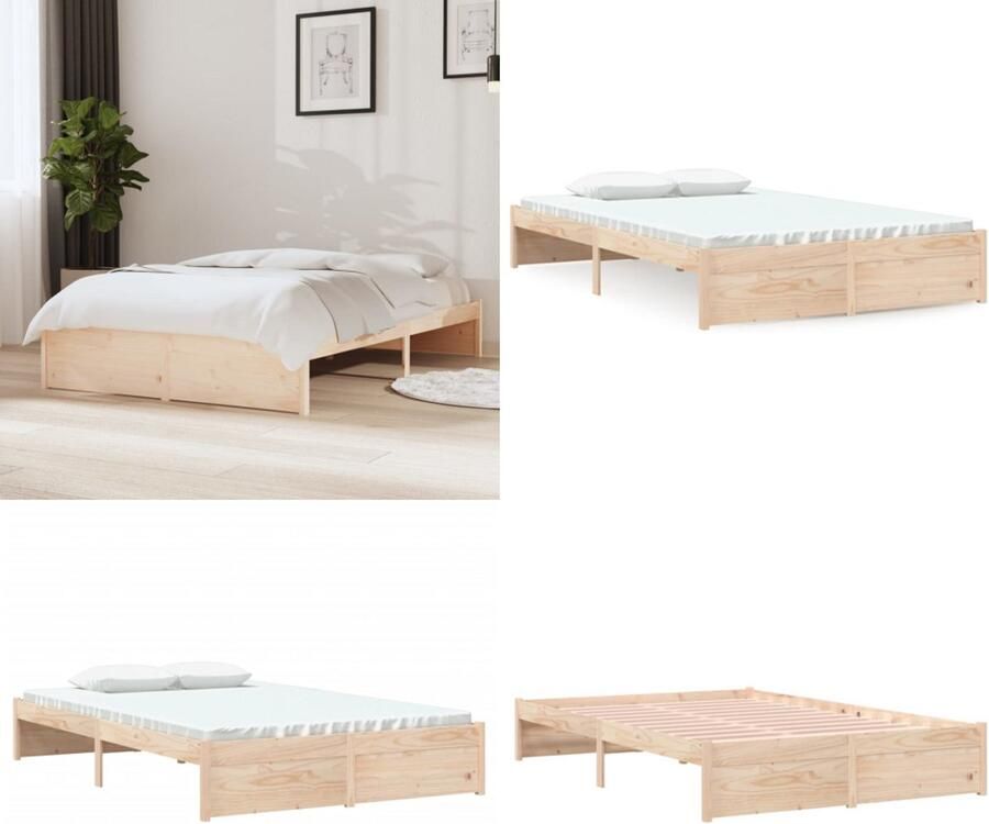 VidaXL Bedframe zonder matras massief hout 120x200 cm Bedframe Bedframes Bed Bedbodem