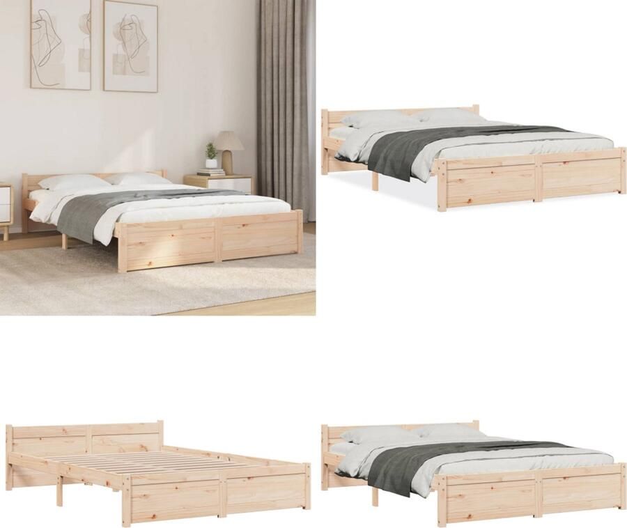 VidaXL Bedframe zonder matras massief hout 140x200 cm Bedframe Bedframes Bed Bedbodem - Foto 3