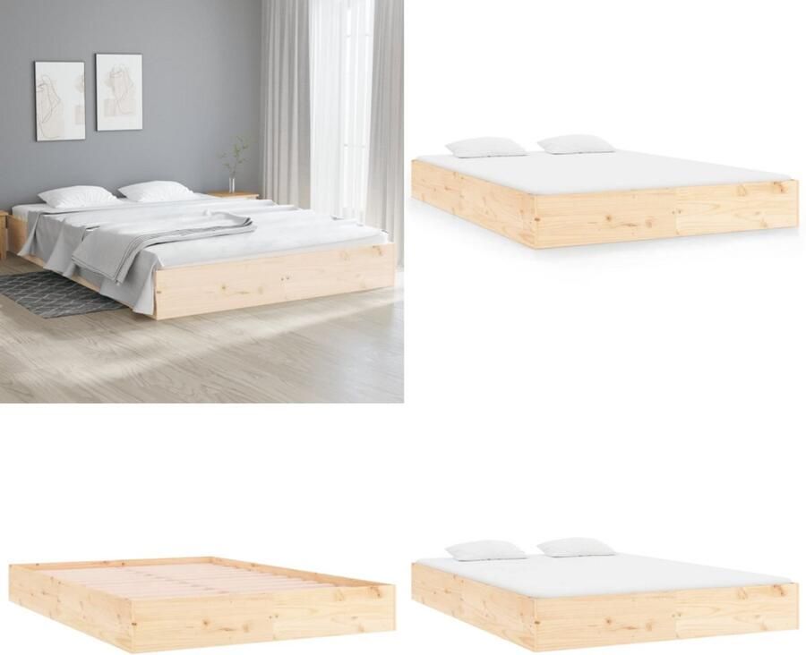 VidaXL Bedframe zonder matras massief hout 140x200 cm Bedframe Bedframes Bed Bedbodem