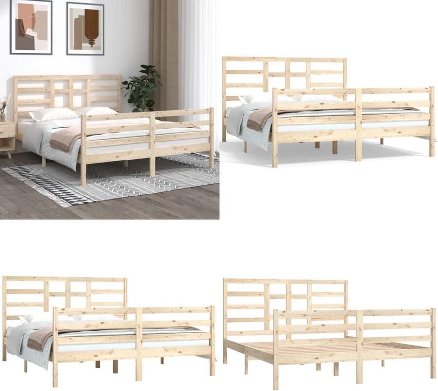VidaXL Bedframe zonder matras massief hout 160x200 cm Bedframe Bedframes Bed Bedbodem
