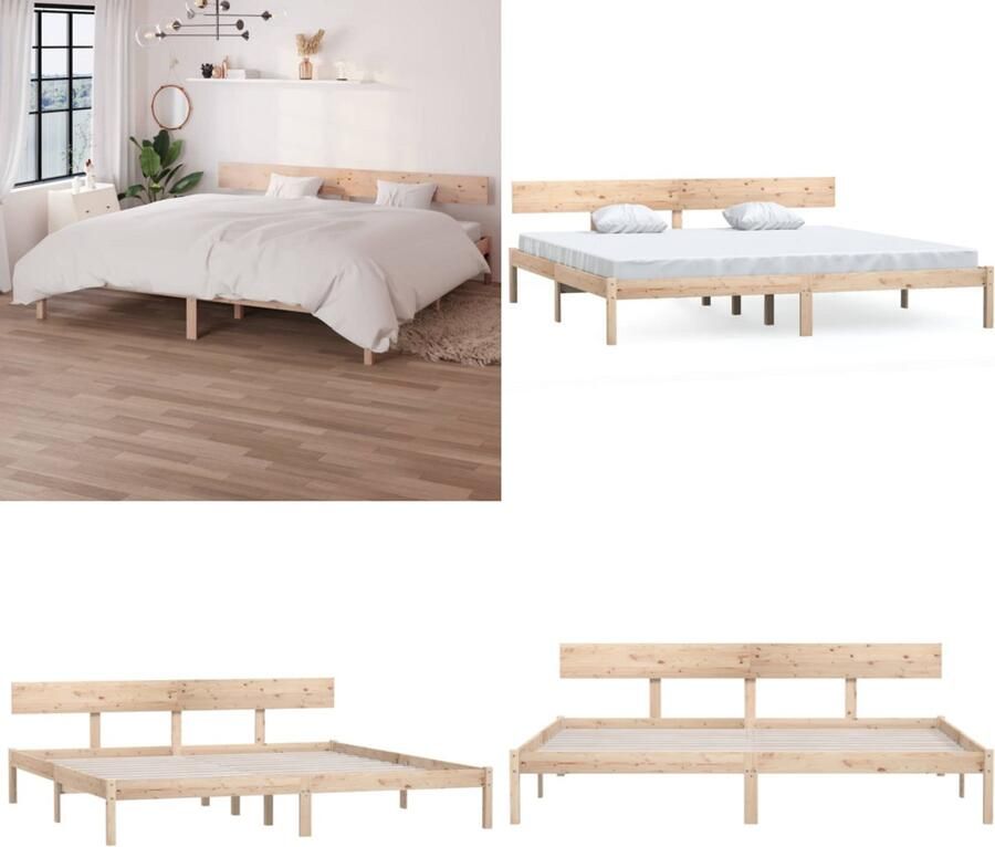VidaXL Bedframe zonder matras massief hout 200x200 cm Bedframe Bedframes Bed Bedbodem