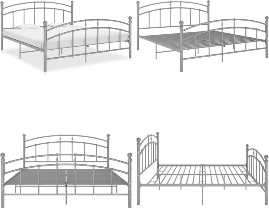 VidaXL Bedframe zonder matras metaal grijs 140x200 cm Bedframe Bedframes Tweepersoonsbed Tweepersoonsbedden - Foto 2