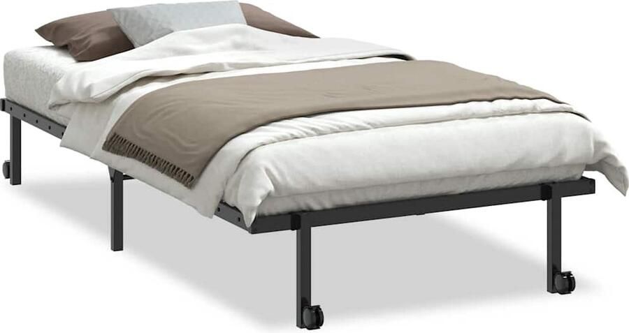 VidaXL Bedframe zonder matras opvouwbaar 100x190 cm staal zwart