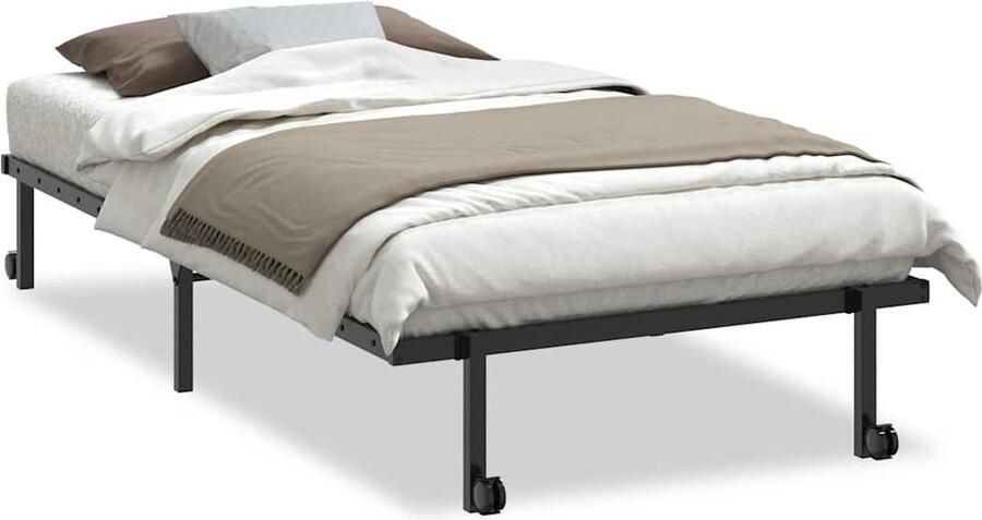 VidaXL Bedframe zonder matras opvouwbaar 107x203 cm staal zwart
